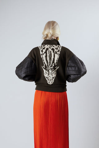 Designer Jacket with Jacquard Cat Detail