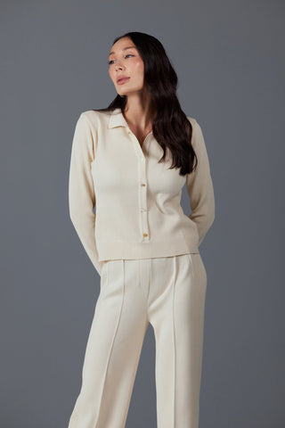 Set: Polo with Statement Buttons & Trousers