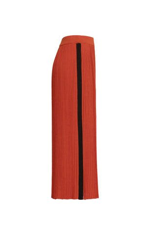 Silk Pleated Side-Stripe Skirt