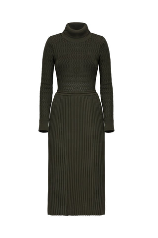Pleated Dress with Intarsia Knit Top