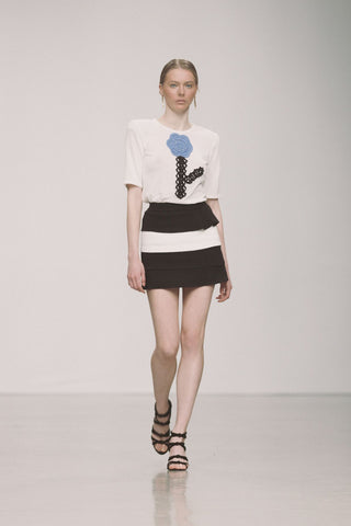 Set: Crochet Detail T-Shirt and Skirt