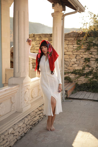 Buttoned robe-style dress