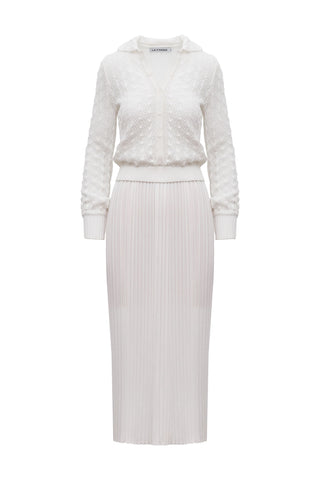 Two-piece pleated skirt & polo set